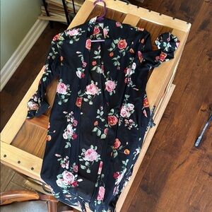 Floral Black Kimono Cardigan